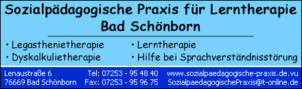 Sozialp&auml;dagogische Praxis Lerntherapie Bad Sch&ouml;nborn